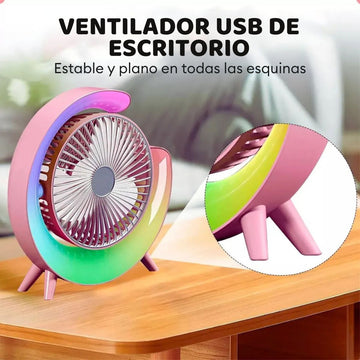 Ventilador Portátil con Luces LED para Escritorio Modelo Moon