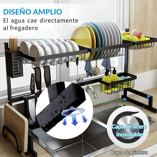 Escurridor De Platos Sobre El Lavadero De Acero Inoxidable 85 cm