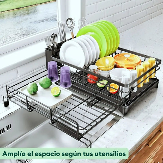 Escurridor de platos extensible con drenaje directo Rose