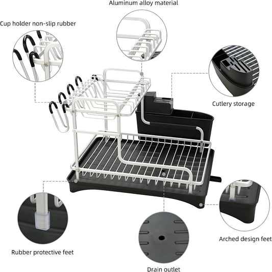 Escurridor De Platos De 2 Niveles De Aluminio Modelo 421