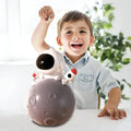 Alcancia decorativa modelo astronauta con luz vista frontal