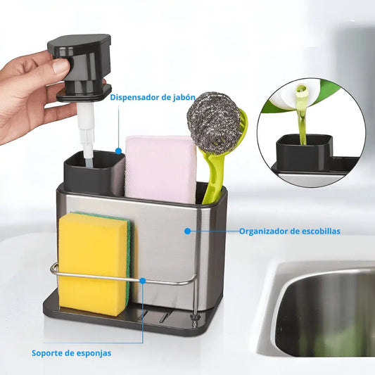 Detalle del diseño del organizador con dispensador de jabón