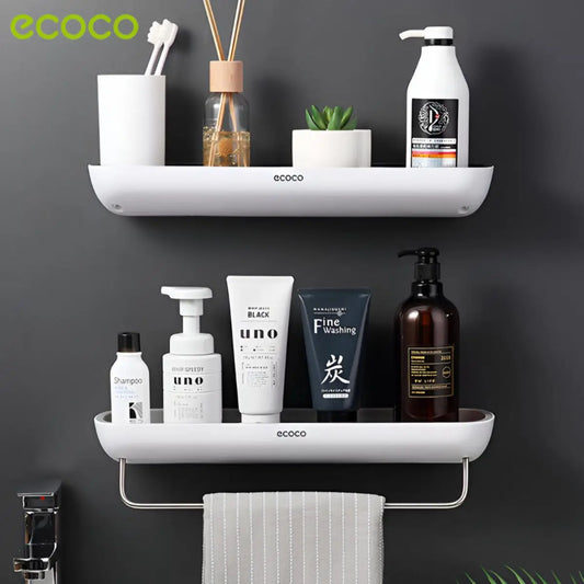 Repisa adhesiva modelo Ecoco con colgador para baño