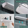 Organización eficiente con repisa adhesiva para baño