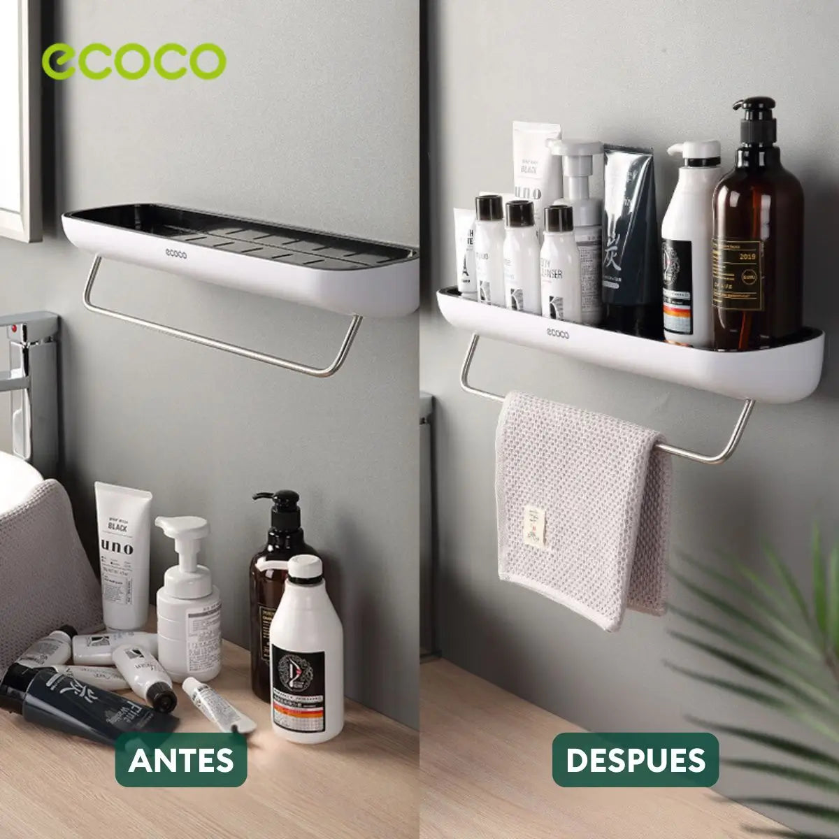 Repisa adhesiva resistente y fácil de instalar en el baño