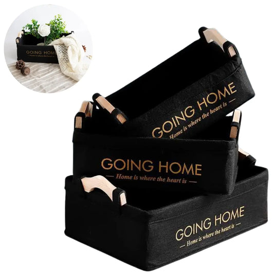 Set de 3 cestas organizadoras multiusos con asa