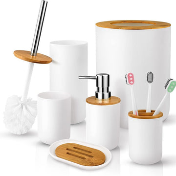 Set de Baño con Bambú Estilo Moderno de 6 Piezas Aura