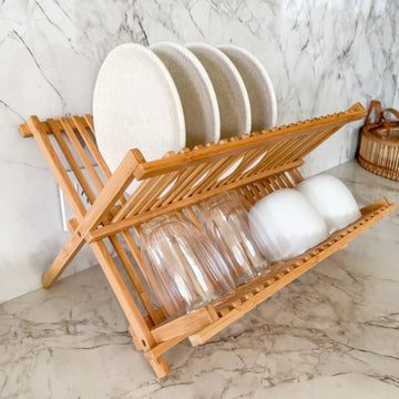Escurridor Organizador para Platos 2 Niveles con Bambú Tessa