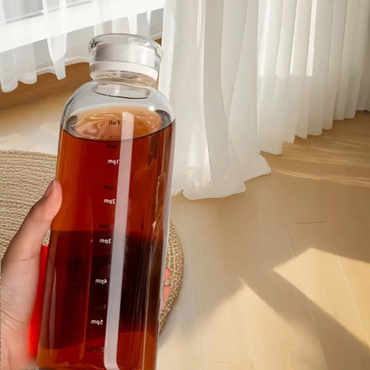 Botella de Vidrio 800 ml con Sorbete y Tapas Intercambiables