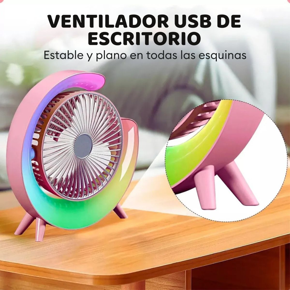 Ventilador Portátil con Luces LED para Escritorio Modelo Moon