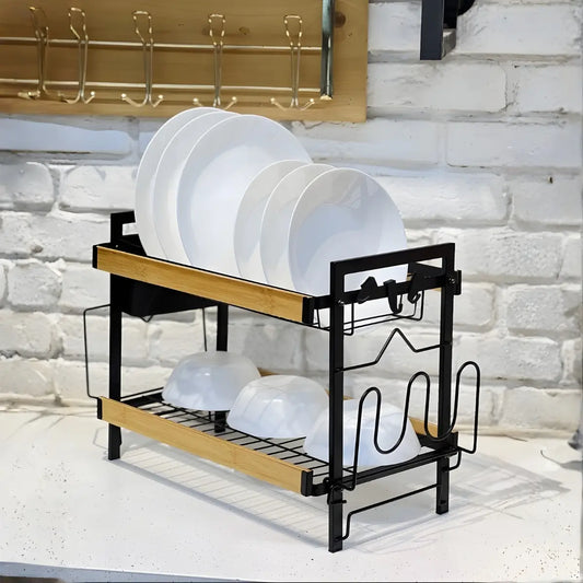 Escurridor de Platos 2 Niveles con Detalles Bambú Kate