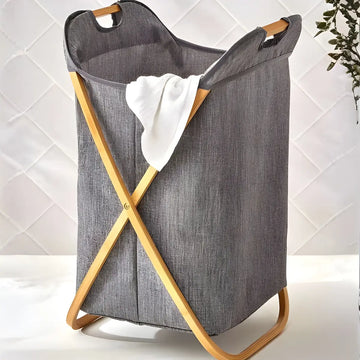 Cesta Organizador de Ropa Plegable con Estructura de Bambú