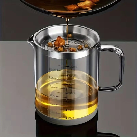 Jarra Aceitera de Vidrio con Filtro de 1 Litro