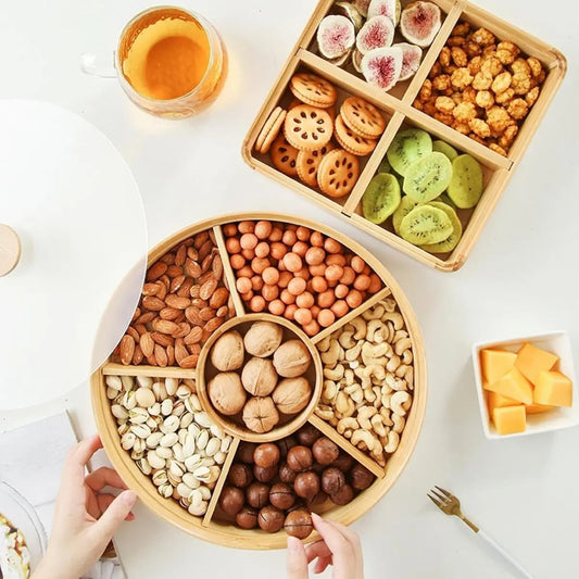 Bandeja de Bambú Centro de Mesa con 5 Divisiones