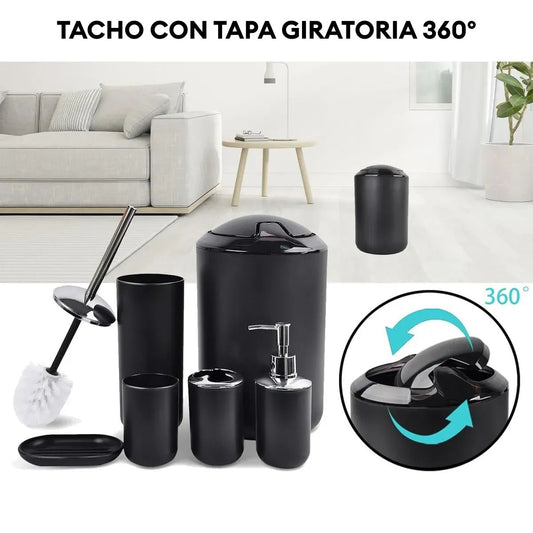 Set de Baño Bali de 6 Piezas con Detalles Cromados