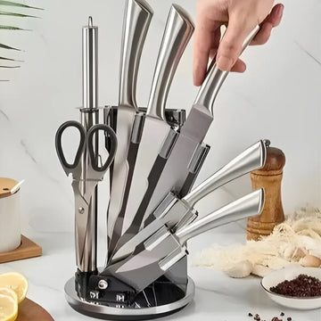 Set de Cuchillos con Base Giratoria de 8 piezas Bass