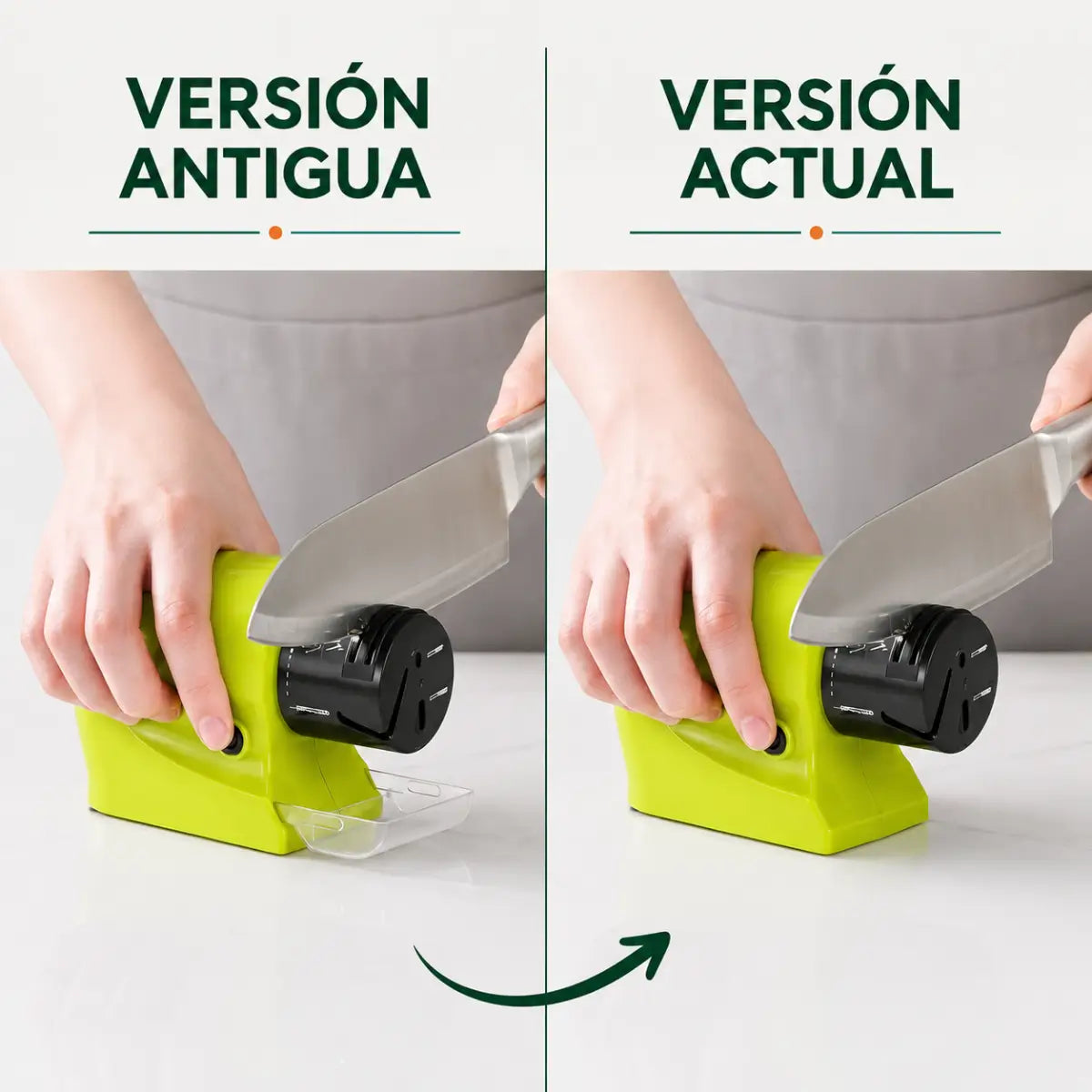 Comparación de la versión antigua y actual del afilador eléctrico para cuchillos