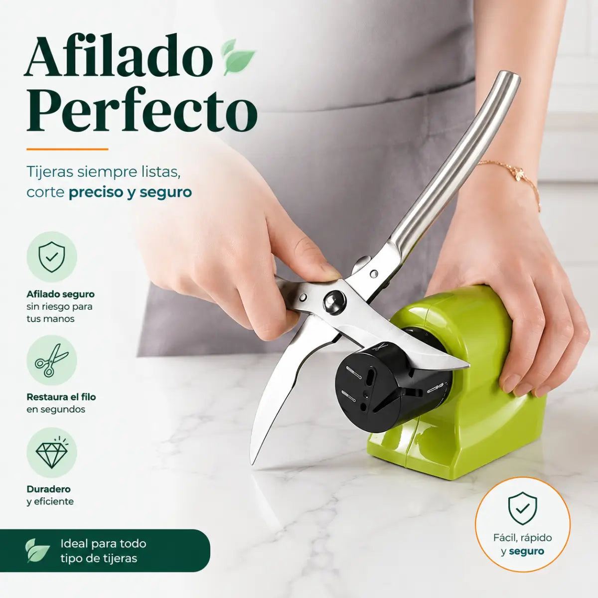 Afilador eléctrico multifuncional utilizado para afilar tijeras de forma práctica