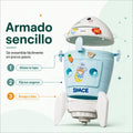 Alcancía infantil de cohete con armado sencillo y piezas desmontables