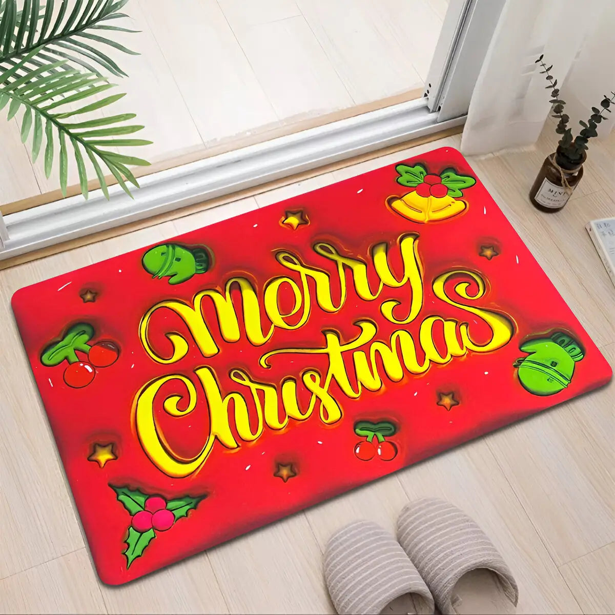 Alfombra absorbente 3d navidad festiva para el hogar