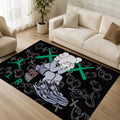 Alfombra rectangular decorativa para sala con diseño espacial en color negro