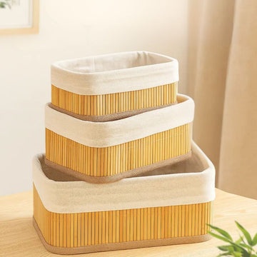 Set de 3 Cestas de Bambú Organizadores para Dormitorio