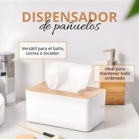 Caja Dispensadora de Pañuelos con Tapa Bambú