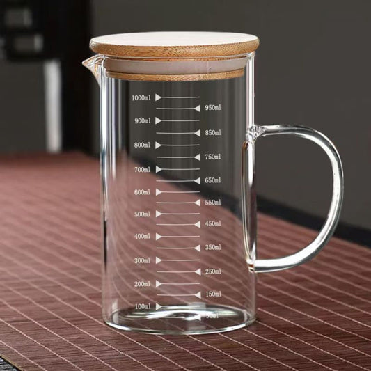 Jarra Medidora de Borosilicato con Tapa Bambú 1 L