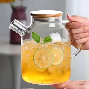 Tetera de Vidrio Borosilicato con Tapa de Bambú.