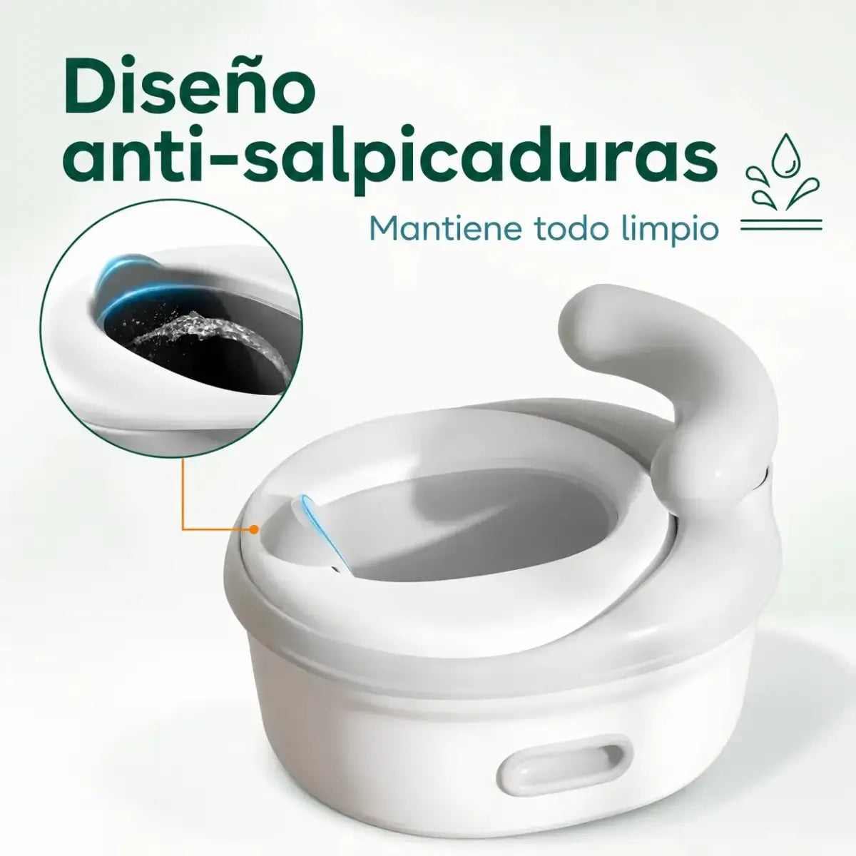 Inodoro de entrenamiento infantil con diseño antisalpicaduras y recipiente extraíble