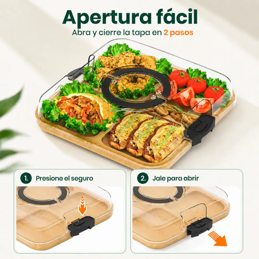Bandeja Cuadrado de Bambú con Tapa