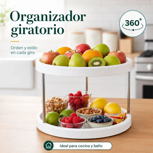 Organizador Giratorio de 2 Niveles Blanco
