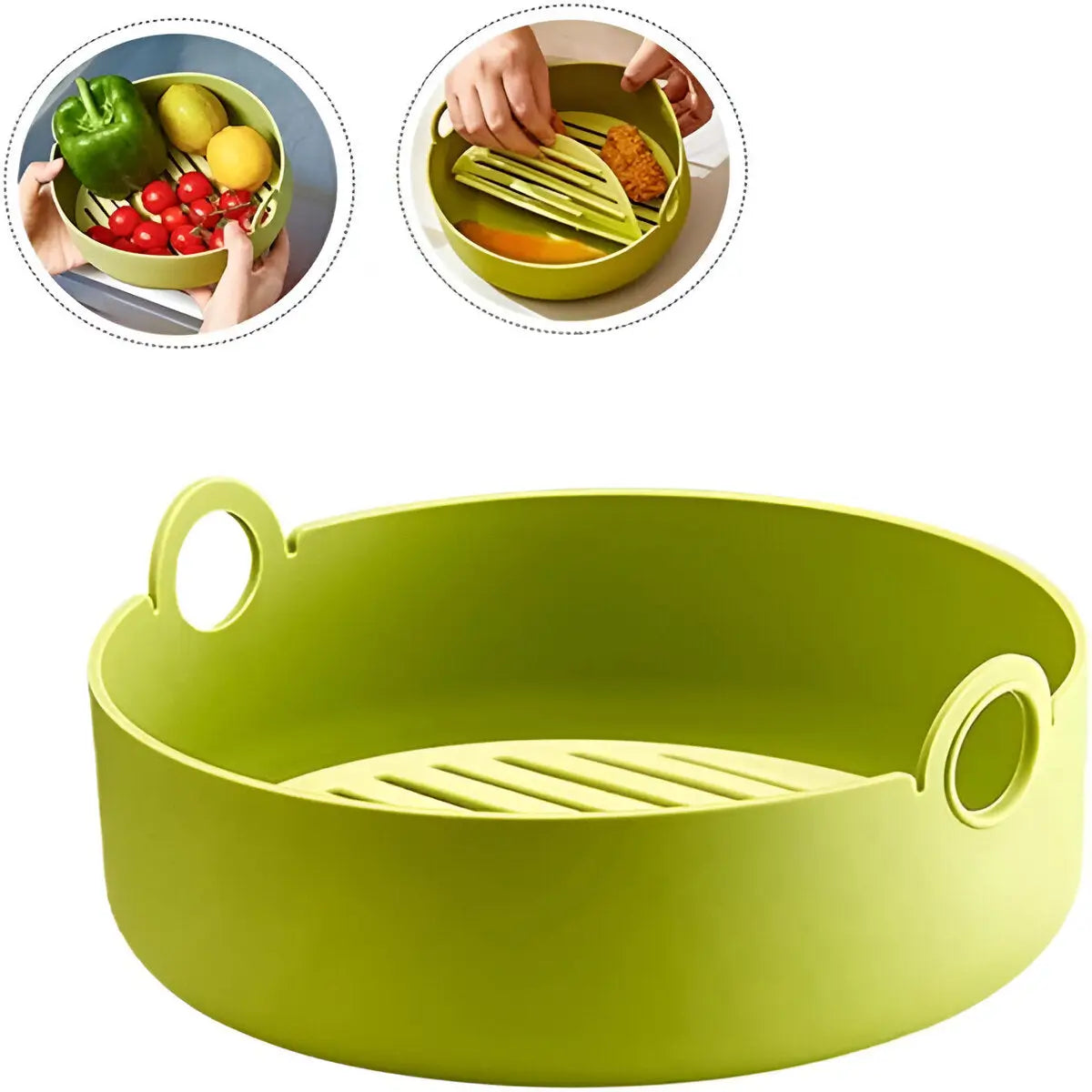 Bandeja De Silicona Reutilizable Para Freidora Horno Redonda