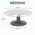 Base giratoria para tortas de 30 cm de diámetro, 13.5 cm de alto y base de 16.5 cm