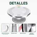 Detalles de base giratoria para tortas con superficie circular, pedestal estable y sistema de rotación