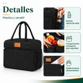 Lonchera térmica con bolsillo frontal, asas reforzadas y compartimento para alimentos y bebidas