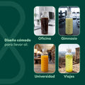 Botella de vidrio portátil para llevar bebidas a la oficina, gimnasio, universidad o viajes
