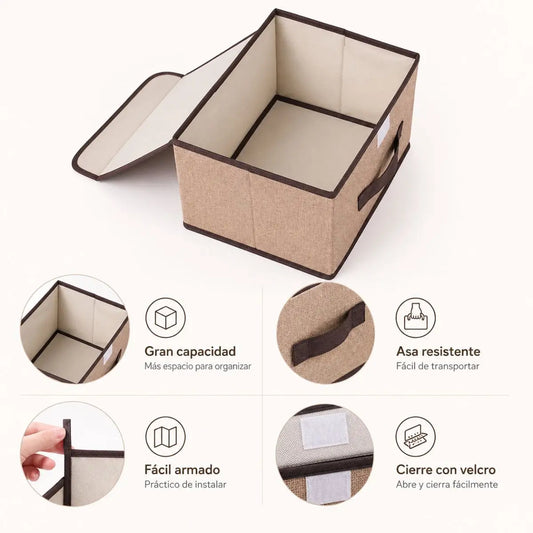 Caja Organizadora de Tela Plegable con Tapa