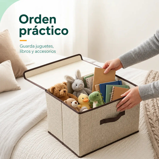 Caja Organizadora de Tela Plegable con Tapa