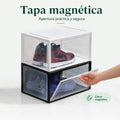 Organizador de zapatos con tapa magnética frontal para abrir y cerrar fácilmente