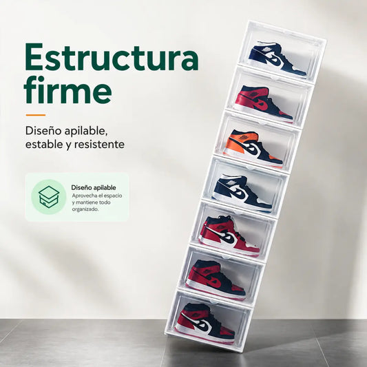 Organizador de calzado apilable con estructura firme y resistente para varios pares de zapatos