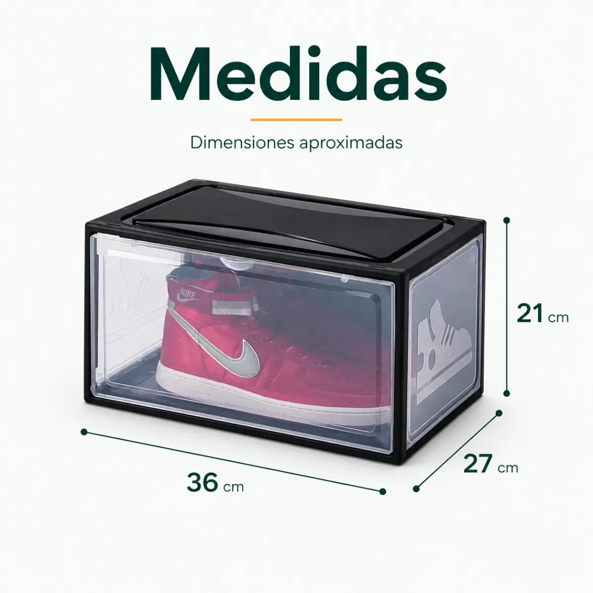 Organizador de zapatos apilable de 36 cm de ancho, 27 cm de fondo y 21 cm de alto
