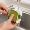 Cepillo de limpieza multifuncional de doble cara color verde y blanco con cerdas resistentes