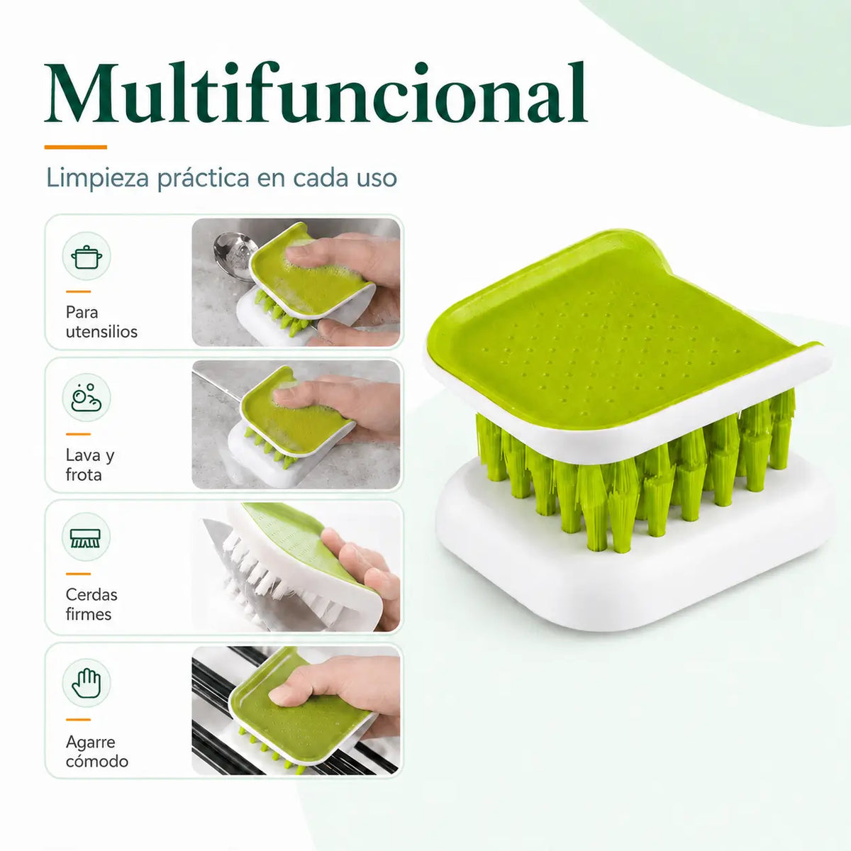 Cepillo multifuncional de doble cara para limpiar diferentes superficies y objetos del hogar
