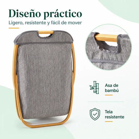 Cesta Organizadora de Ropa Plegable con Bambú