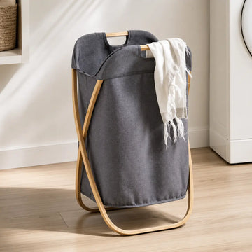 Cesta Organizadora de Ropa Plegable con Bambú