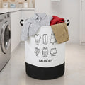 Cesto para ropa sucia de tela con asas laterales y diseño Laundry para lavandería