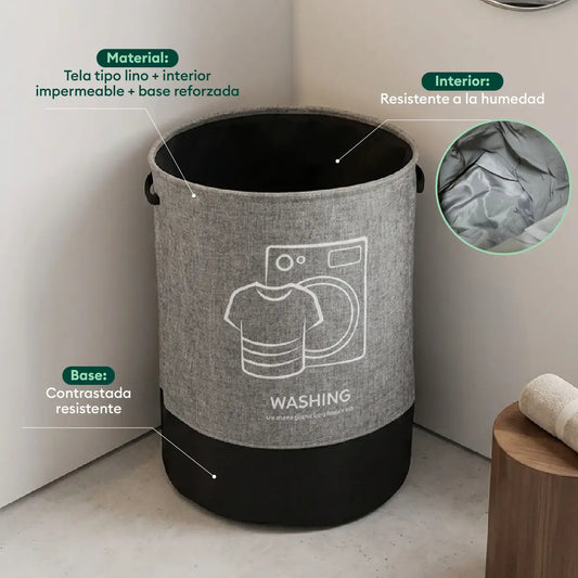 Cesto de lavandería de tela con interior resistente y base reforzada para almacenar ropa
