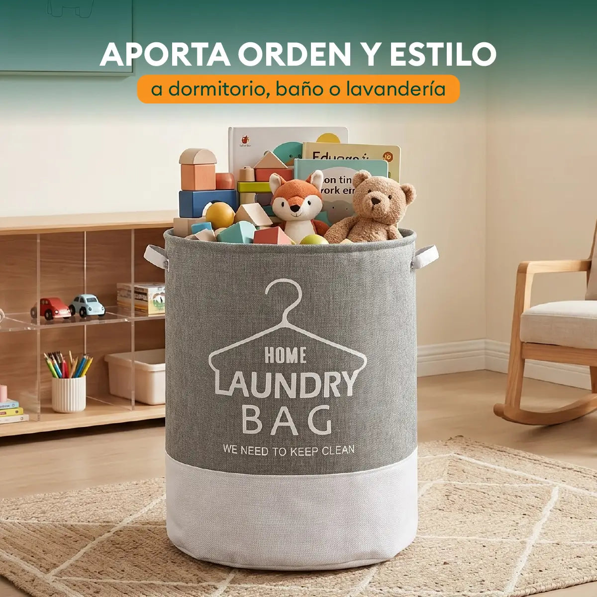 Cesto organizador multiuso de gran capacidad para guardar juguetes, ropa y otros artículos
