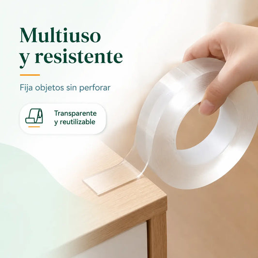 Cinta de Doble Contacto Reutilizable Transparente